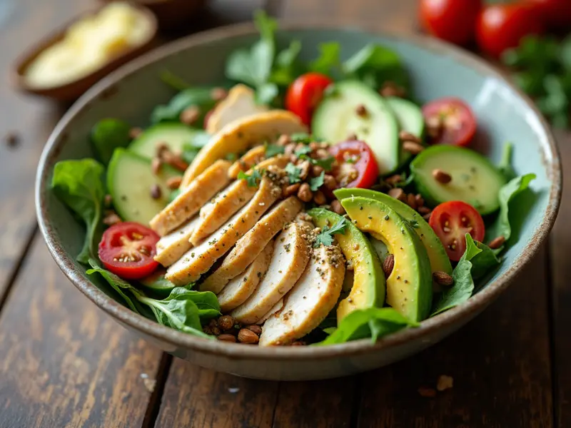 Avocado-Hähnchen-Salat – frisches, leichtes Mittagessen für die Familie