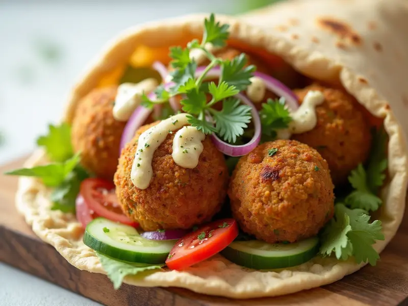 Pita-Taschen mit Falafel – schnelle, gesunde Mittagessen Idee für die Familie