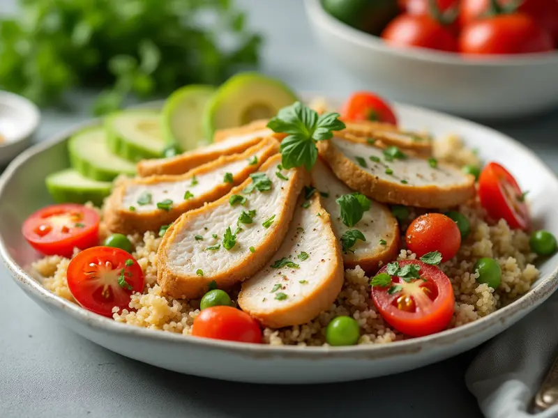 Quinoa-Salat mit Hühnchen – schnelles, nahrhaftes Mittagessen für die Familie