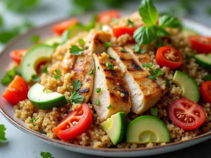 Quinoa-Salat mit Hühnchen – schnelles, nahrhaftes Mittagessen für die Familie