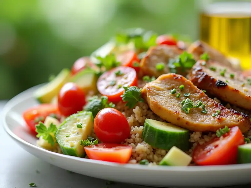 Quinoa-Salat mit Hühnchen – schnelles, nahrhaftes Mittagessen für die Familie