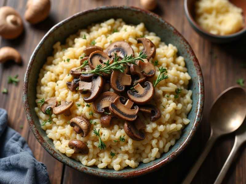 Vegetarisches Risotto Rezept mit Pilzen und frischen Kräutern – Italienische Küche.