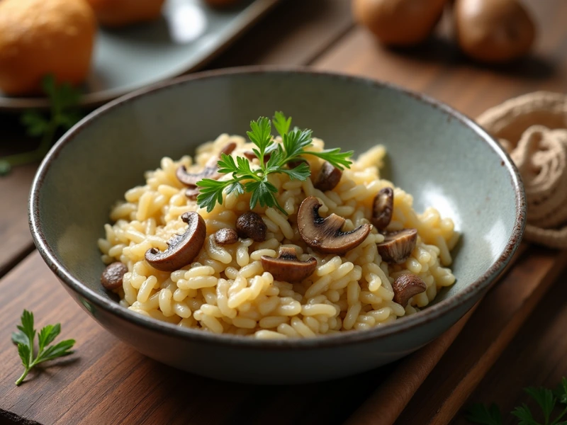 Vegetarisches Risotto Rezept mit frischen Waldpilzen und aromatischen Kräutern – Ein klassisches italienisches Gericht.